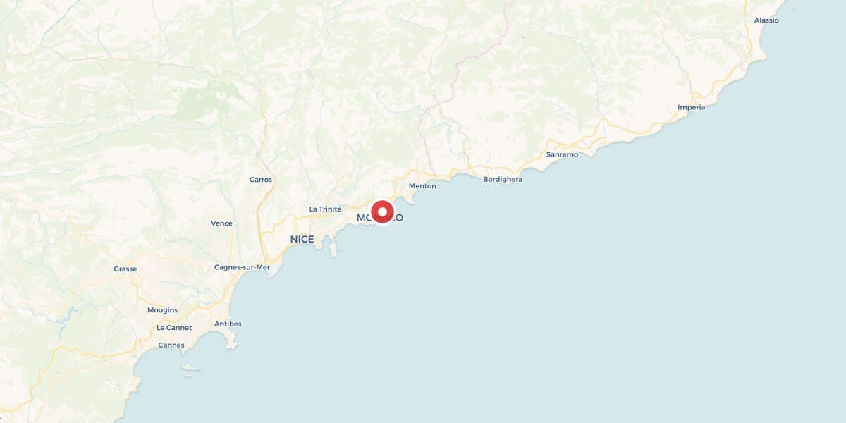 Carte de la zone d'exploitation — Yachts Côte d'Azur